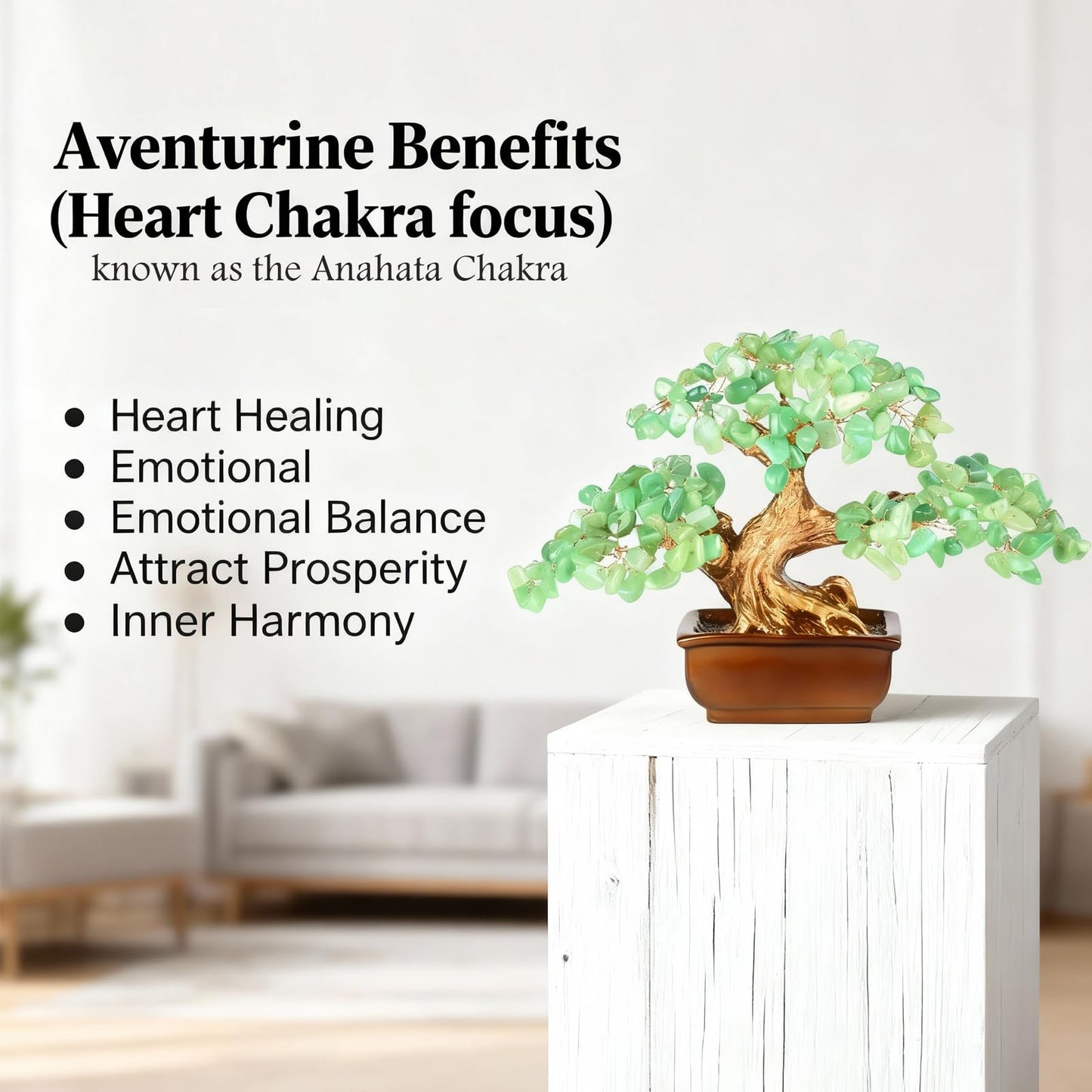 MASGEMES Aventurine Crystal Tree of Life – Handmade Gemstone Bonsai Tree with Natural Aventurine Crystals – Healing Feng Shui Chakra Tree for Positive Energy,Home Office Decor Gift 6 Inches