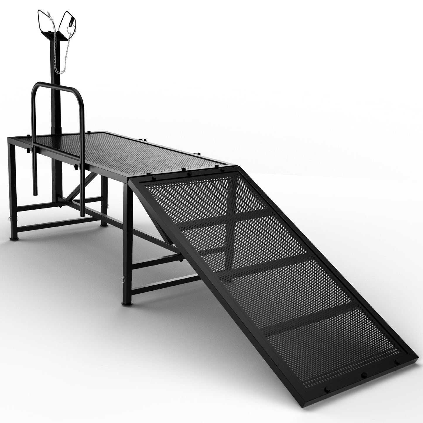 ZUIWAN Heavy Duty Sheep Trimming Stand with Ramp - Adjustable Livestock Grooming & Milking Stand for Goat, Sheep Shearing and Milking Frame