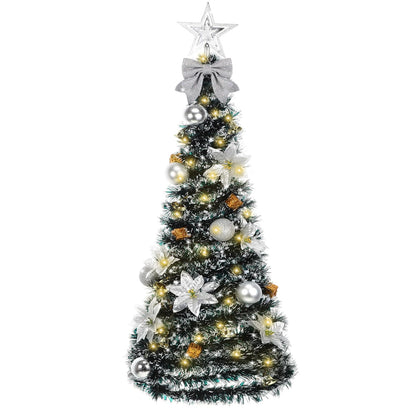 Suncalla Wall Christmas Tree with Lights 40inch, Artificial Wall Hanging Xmas Decoration with 50 LED String Lights, Saving-Space Door Hanging Xmas Tree Small Space Home School Office(Silver)
