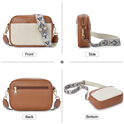 Telena Small Crossbody Bags For Women Vegan Leather Crossbody Purse With Adjustable Wide Strap For Daily Life
