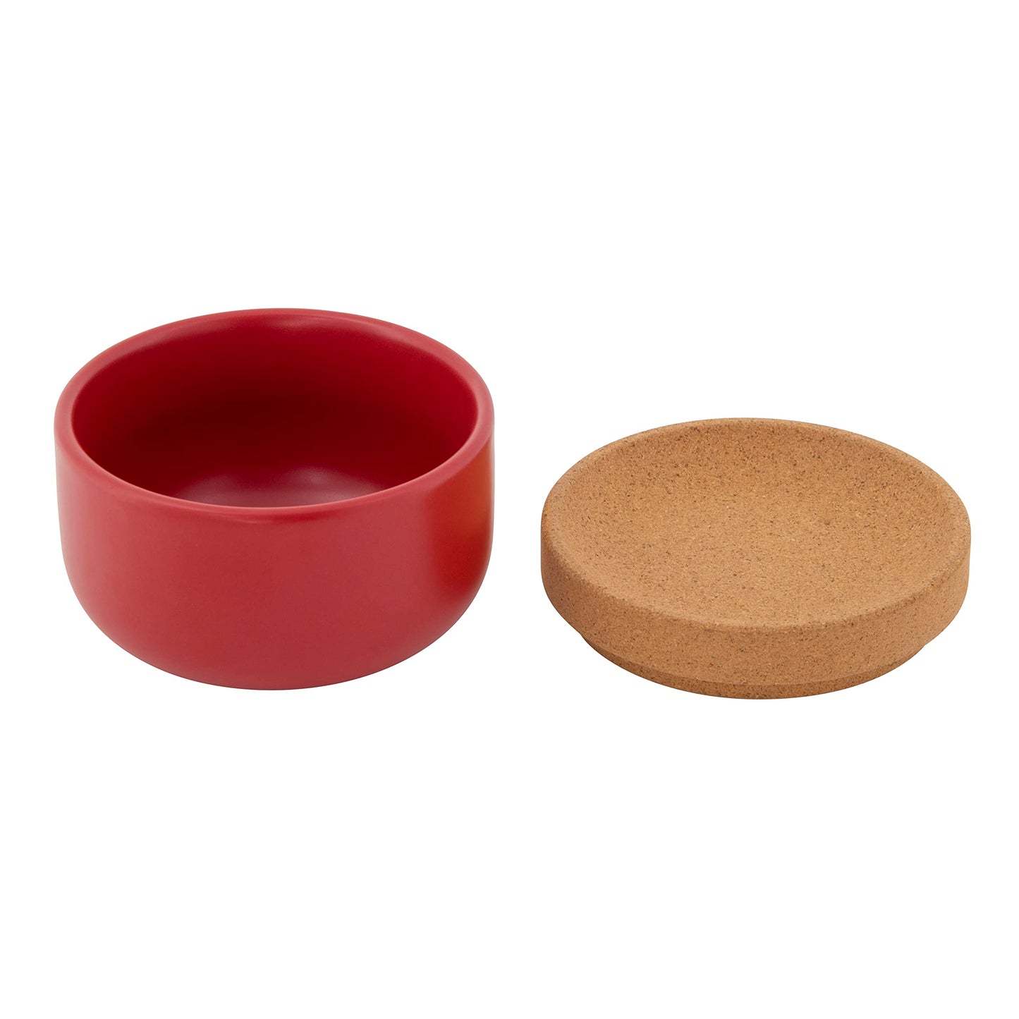 Kamenstein Ceramic and Cork Salt Pig with Easy Lift Lid for Easy Access, Red