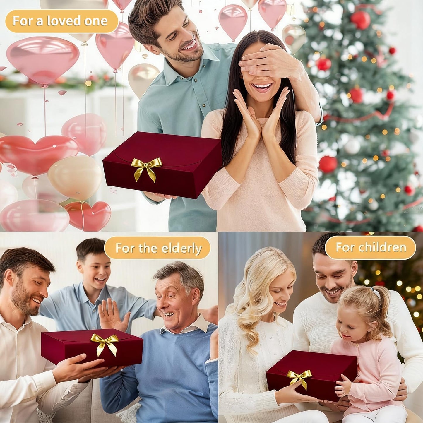 WLUSEAXI 15Pack Gift Boxes with Lids, 10.6x7.8x3.1 Inches Bridesmaid Proposal Box with Ribbon, Red Gift Boxes for Presents,Kraft Paper Boxes for Wedding Christmas Birthday Baby Shower Party