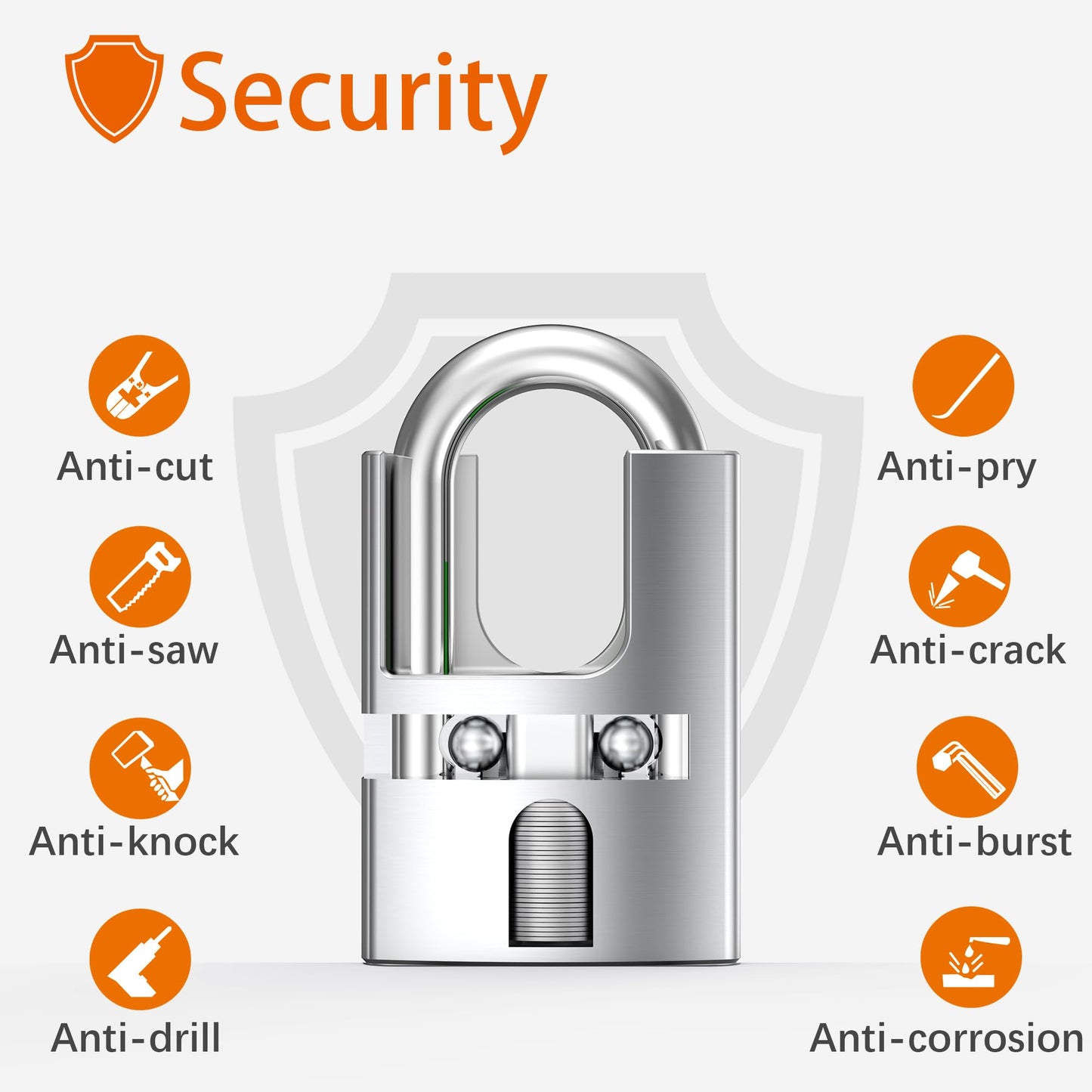 Stainless Steel Heavy Duty Padlock - 50mm Width, Weatherproof, Anti Rust, 3 Keys for Door, Gate, Garden, Garages, Fence, Warehouse, Tool Box