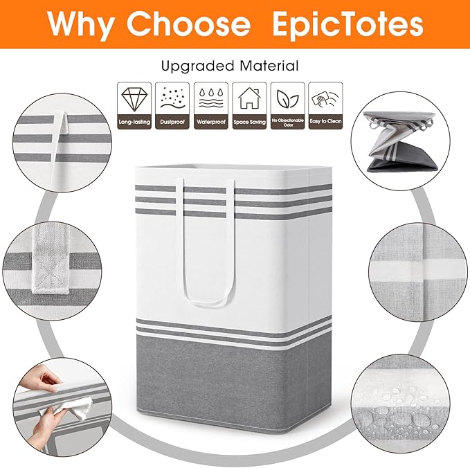 3 Pack Large Laundry Baskets, Laundry Hampers, Freestanding Waterproof