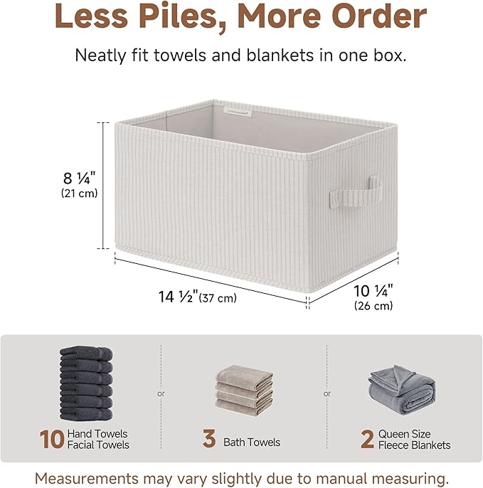 StorageWorks Foldable Shelf Organizer Bins, Closet Storage Baskets
