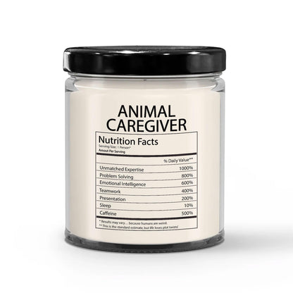 Funny Gifts for Animal Caregiver Nutrition Facts Label - Christmas Candle for Coworker Staff Employee Boss Manager - Thank You, Birthday - Vanilla Scented Soy Wax, 9oz