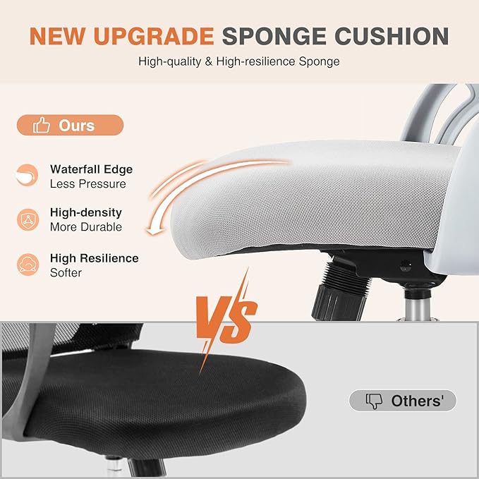 Sweetcrispy Office Computer Desk Chair, Ergonomic Mid-Back Mesh Rolling Work