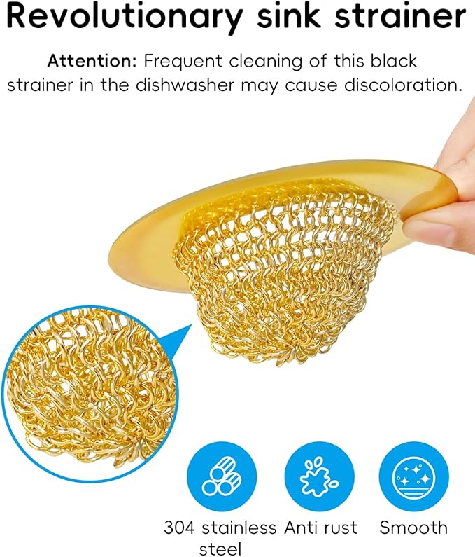 Gold Sink Strainer, Reversible Mesh Sink Strainer
