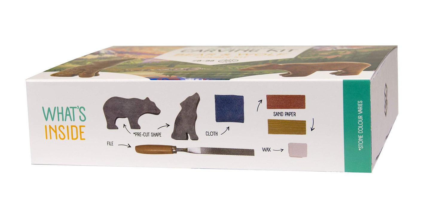 STUDIOSTONE CREATIVE DIY Arts & Crafts Carving Kit Kids Adults Bear & Wolf Sculpture Soapstone