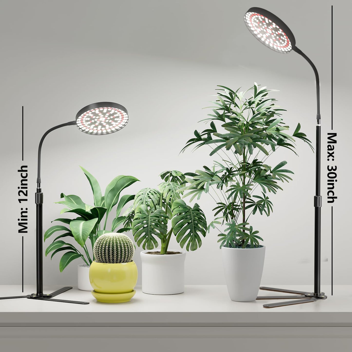 GooingTop Grow Light for Plants Indoor Growing,6000K Full Spectrum Plant Growing Lamp with White Red Blue LED for Pots Succulents Seed Starting,Height 10-32'' with Optional Dimming & Timer