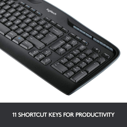Logitech MK330 Wireless Keyboard and Mouse Combo for Windows, 2.4 GHz Wireless with USB-Receiver, Portable Mouse, Multimedia Keys, Long Battery Life, PC/Laptop, QWERTY UK Layout - Black