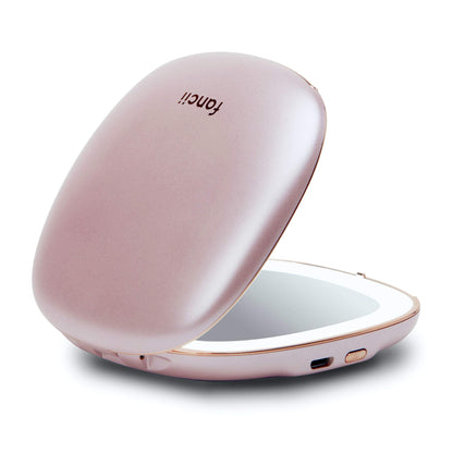 Fancii Compact Makeup Mirror with Natural LED Lights, 1x/ 10x Magnifying - Rechargeable, Portable, Lighted 4” Hand Mirror for Travel and Purses, Mila (Berry Crush)