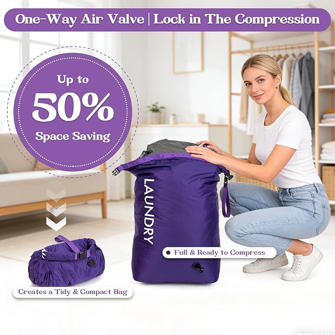Travel Laundry Bag, Vacuum Compression Dirty Clothes Travel Bag, Waterproof