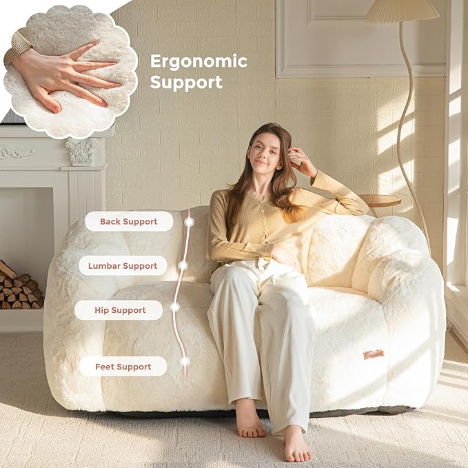 MAXYOYO Bean Bag Chair for Adults, Loveseat Floral Shaped Bean Bag Sofa