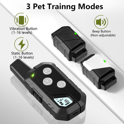 Snsng Shock Collar for Dogs, Dog Training Collar with Remote Control for 2 Dogs, 3 Training Modes with Beep, Vibration and Satic, Waterproof, Rechargeable E Collar for Large Medium Small