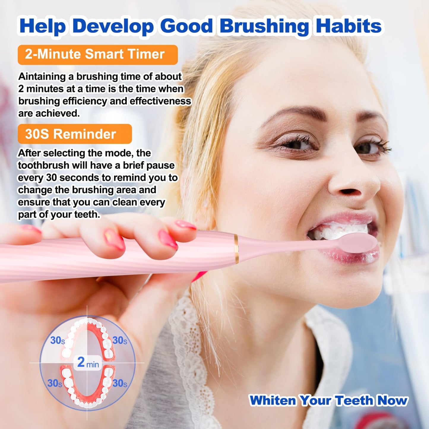 FXQQZZ Electric Toothbrush for Adults and Kids, with Tongue Scraper and Travel Case, 8 Brush Head, Smart Timer & 4 Modes Rechargeable Toothbrush, 42000 VPM Deep Clean, One Charge Last 90 Days - Black