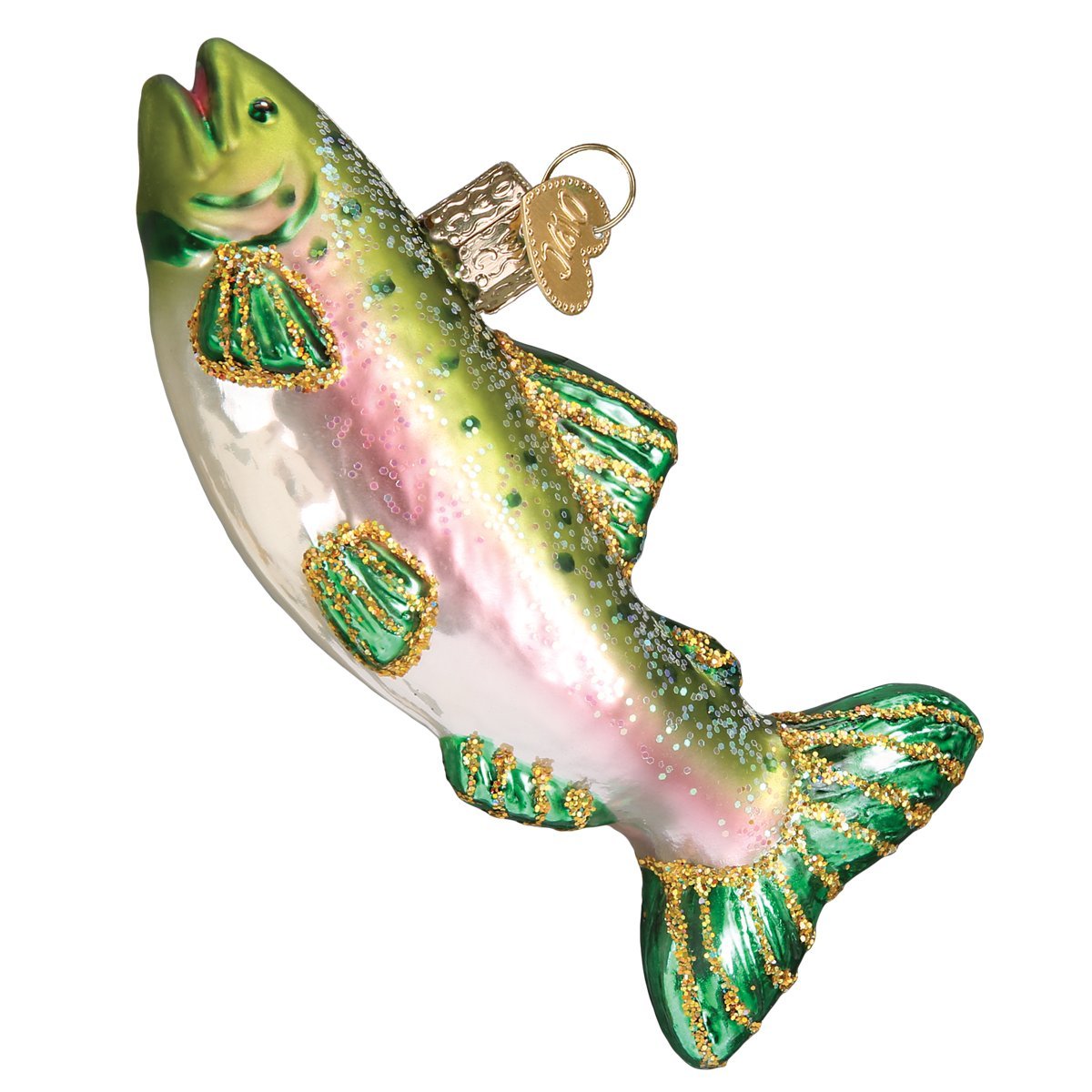 Old World Christmas Fish Collection Glass Blown Ornaments for Christmas Tree Alpine Rainbow Trout 3 x 4.25