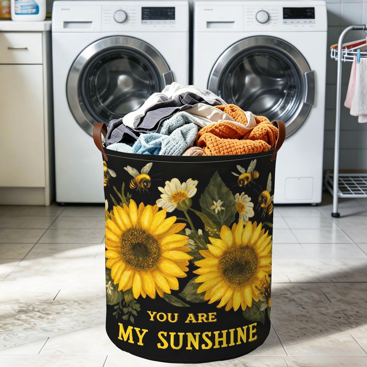Cmialusie Sunflower Bee Laundry Hamper, You Are My Sunshine Basket