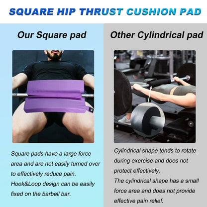 Lights Mountain Square Hip-Thrust Pad Protective Extra Thick Foam pad for Barbell Weightlifting Hip Thrusts and Glute Bridges Workouts Home Gym Equipment (Purple)