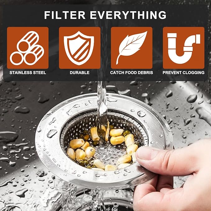 4 Pcs Stainless Steel Mesh Sink Drain Strainer, 4.5" Top / 3" Kitchen Filter