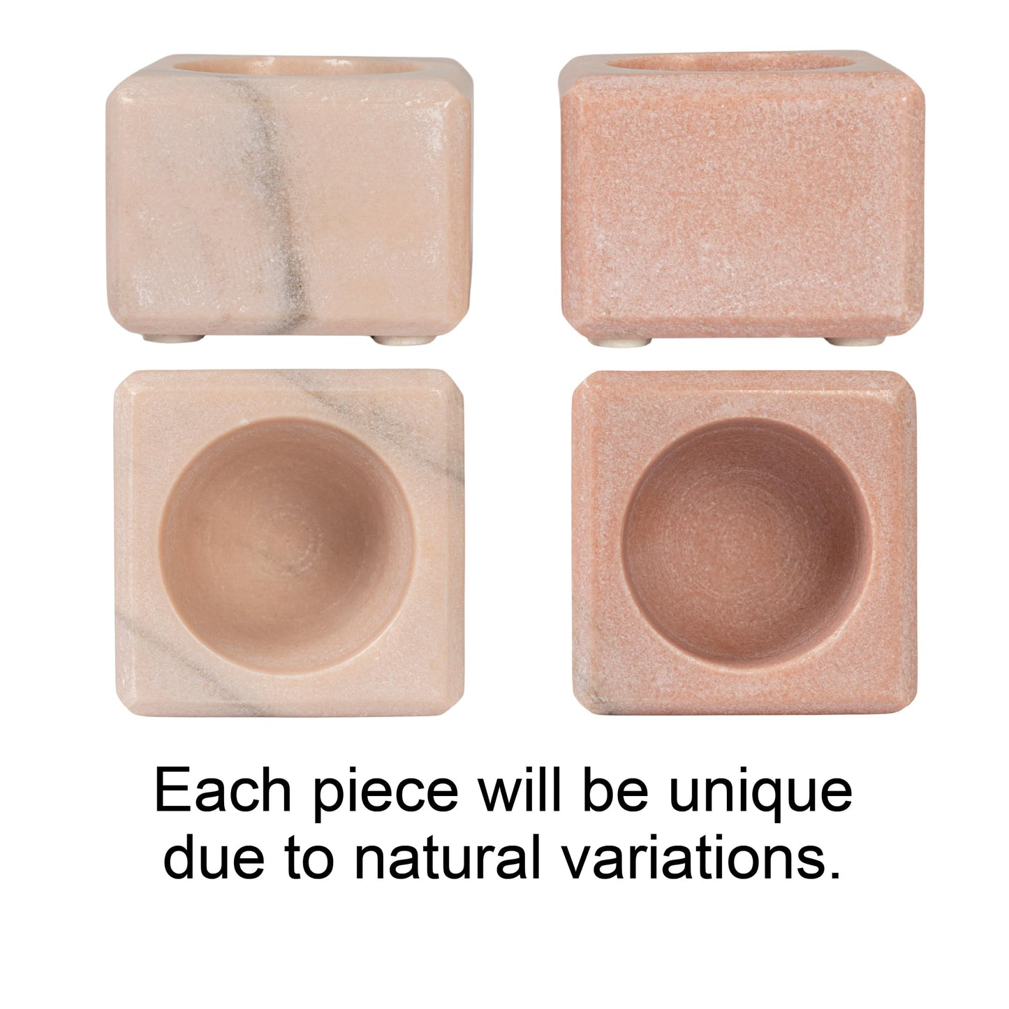 Creative Co-Op Square Marble Bowl with Stainless Steel Spoon, Pink