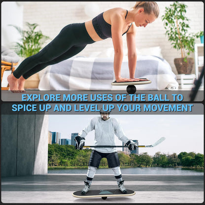 Sportneer Balance Board - 7 Modes Surf Balance Board Trainer with Adjustable Stoppers - Exercise Balancing Stability Trainer for Workout Improve Balance Physical Therapy - Roller & 2.8'' Ball Included