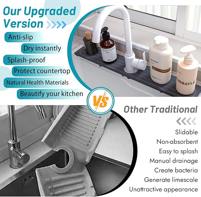 Fast Drying Stone Faucet Mat for Kitchen Sink