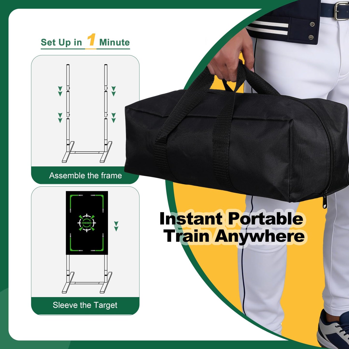 Hikeen Baseball Strike Zone Target for Plastic Balls-Premium Metal Frame,Compatible with Wiffle Ball and Blitzball Pitching Target Easy to Set Up & Assemble