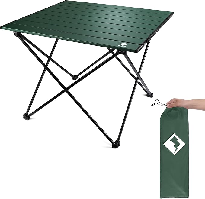 VILLEY Portable Camping Side Table, Ultralight Aluminum Folding Beach Table