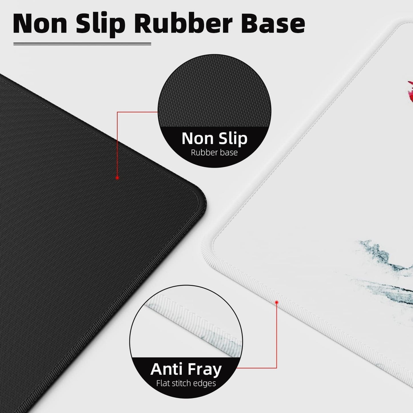 EFISH Japanese Cherry Blossom White Mouse Pad (31.5 × 11.8 × 0.12 inch) Extended Large Mouse Mat Desk Pad, Stitched Edges Mousepad,Non-Slip Rubber Base,Gaming Mouse Pad XL