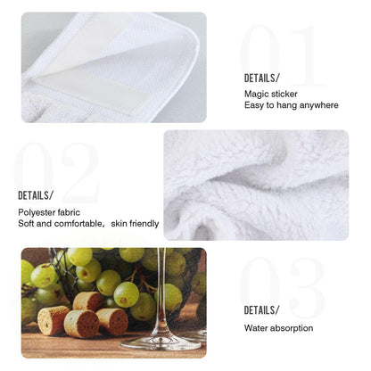 Boccsty Glasses of Red and White Wine Hanging Kitchen Towels 2 Pieces Grapes Wooden Dish Cloth Tie Towels Hand Towel Tea Bar Towels for Bathroom Farmhouse Housewarming Tabletop Home
