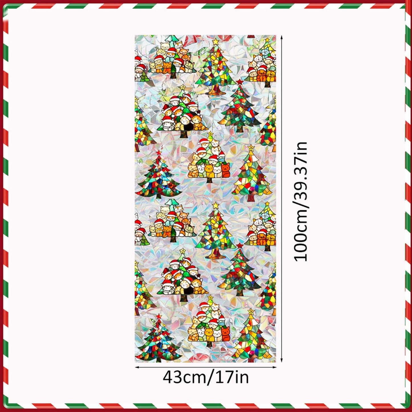 Christmas Window Privacy Film Cartoon Cute Animal Window Clings Decoration Privacy Stained Christmas Tree Glass Stickers for Winter and Christmas Party Glass Decor Supplies 17x 39.3 Inch