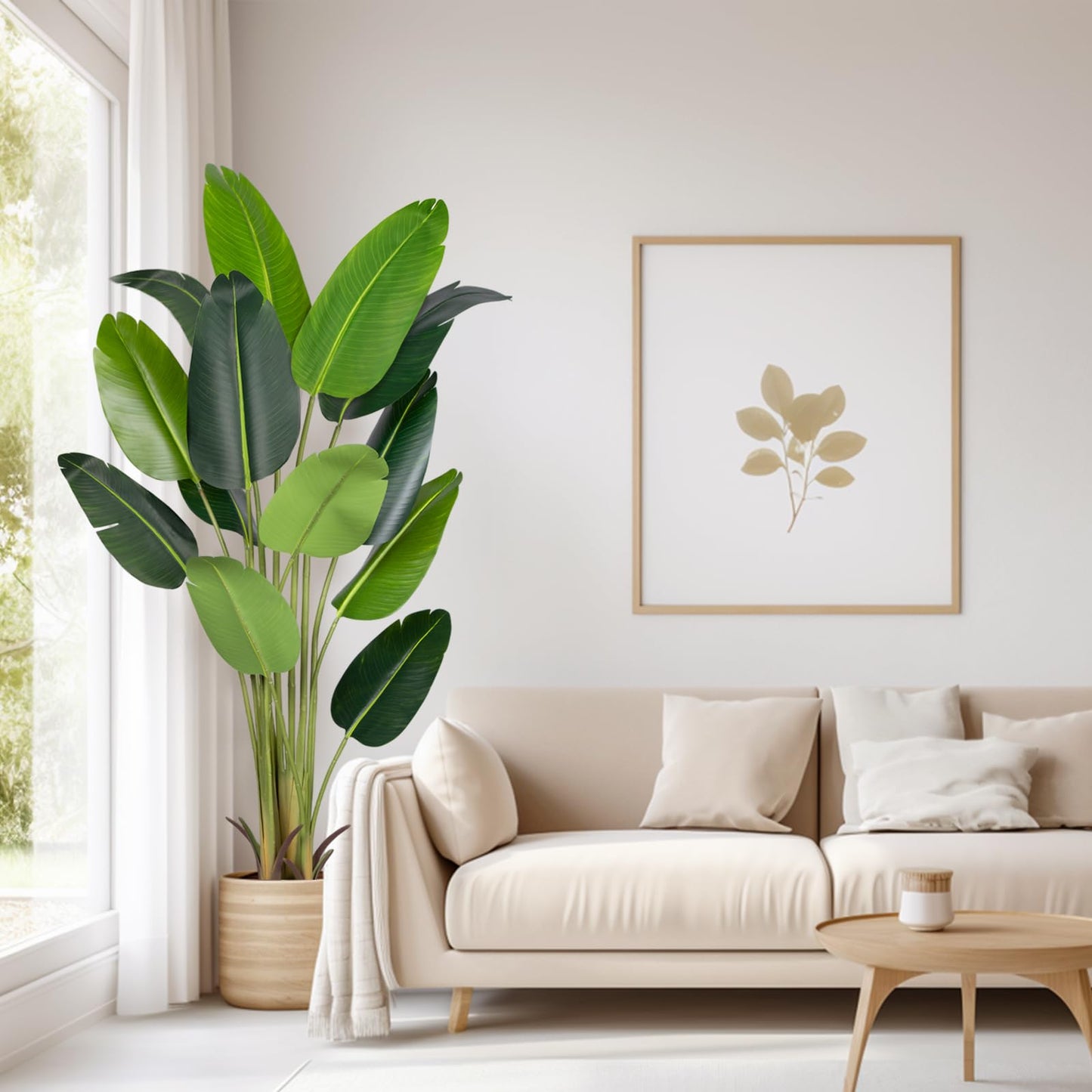CETRD Artificial Bird of Paradise Plant 6Ft Fake Tropical Palm Tree with 13Trunks Faux Banana Leaf Trees in Pot for Home Indoor Outdoor Office Modern Decor Housewarming Gift