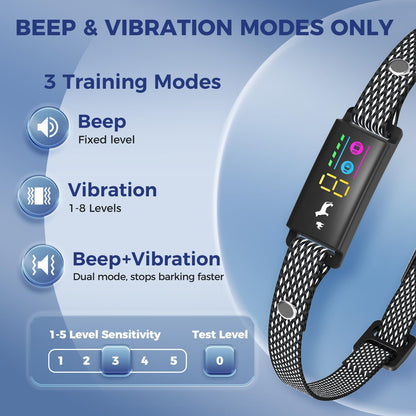 Anti Bark Collar for Dogs, No Shock Bark Collar, Beep & Vibration, 5 Adjustable Sensitivity, Rechargeable Dog Barking Collar, IP67 Waterproof - Bark Collars for Large Medium Small Dogs, Black