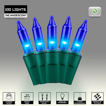 JUSTPRO 100LIGHTS BLUE Extra-Bright With End Connectors Christmas Decorative Lights 5.98m UL Certified Mini String Light Set Waterproof for Home Garden Holiday Christmas Tree Party Patio Decor Wedding