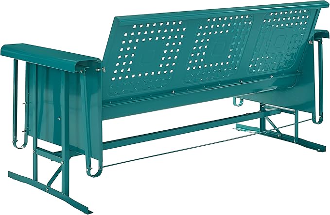 Crosley Furniture Bates Retro Metal Outdoor Sofa Glider, 3-Person Rocking Patio