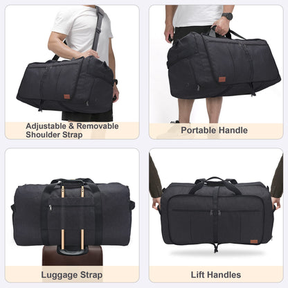 Urtala Travel Bag for Men & Women, 100L Foldable Duffel Bag Holdall Tote Carry on Luggage Weekend Overnight Bag with Shoe Compartment & Shoulder Strap, Lightweight Waterproof