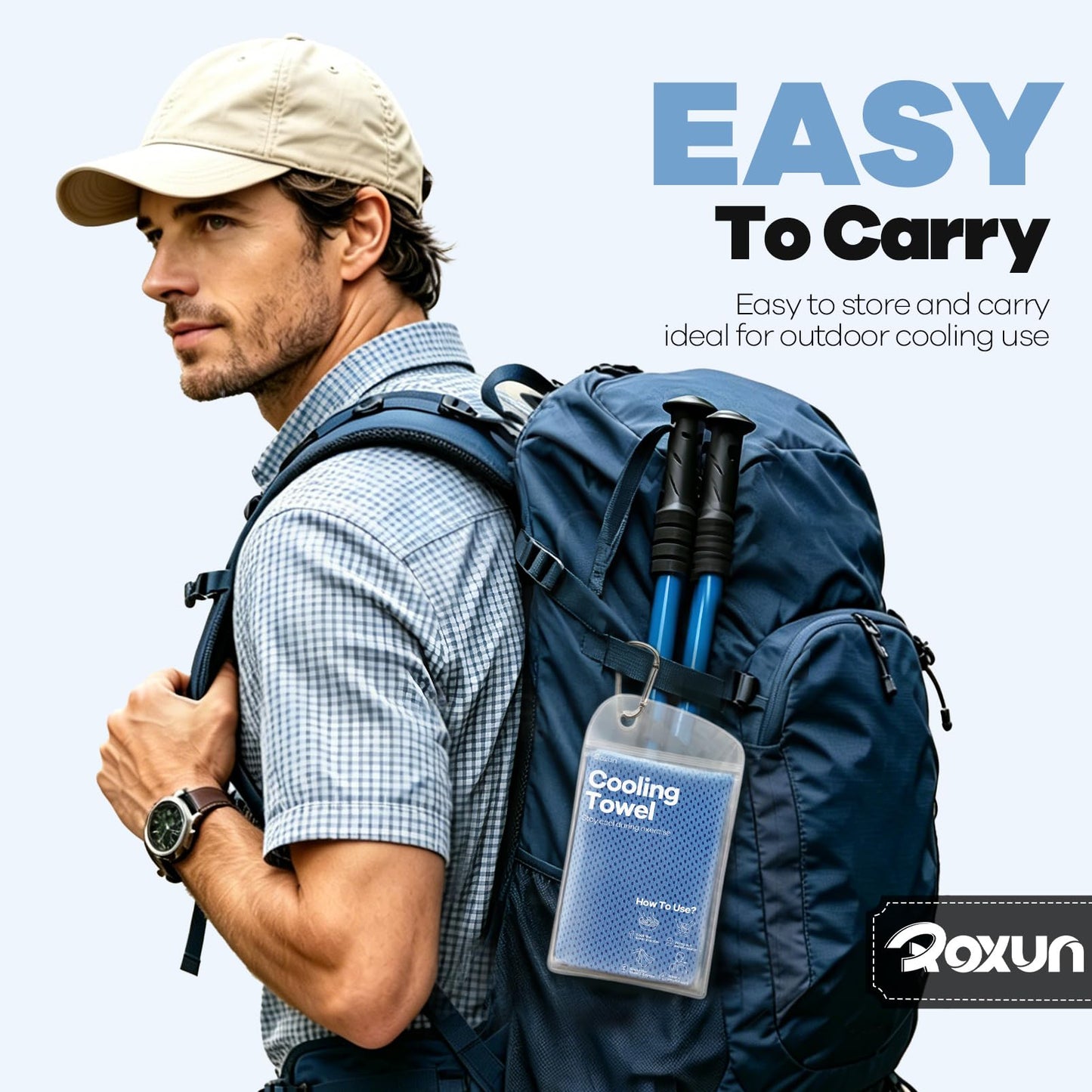 ROXUN 4 Pack Cooling Towels, 40''x12'' Soft Breathable Chilly Neck Ice Towel for Workout Running Golf 2 Gray+2 Dark Gray