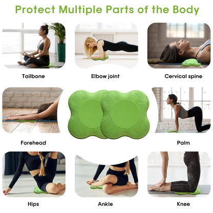 MBHKRRS 2 Pack Yoga Knee Pads Mat Set - Extra Thick Foam Kneeling Pad Cushion for Knees, Elbows, Wrists, Head - Yoga Essentials for Women Men, Non-Slip Pilates, Meditation, Floor Workouts(green)