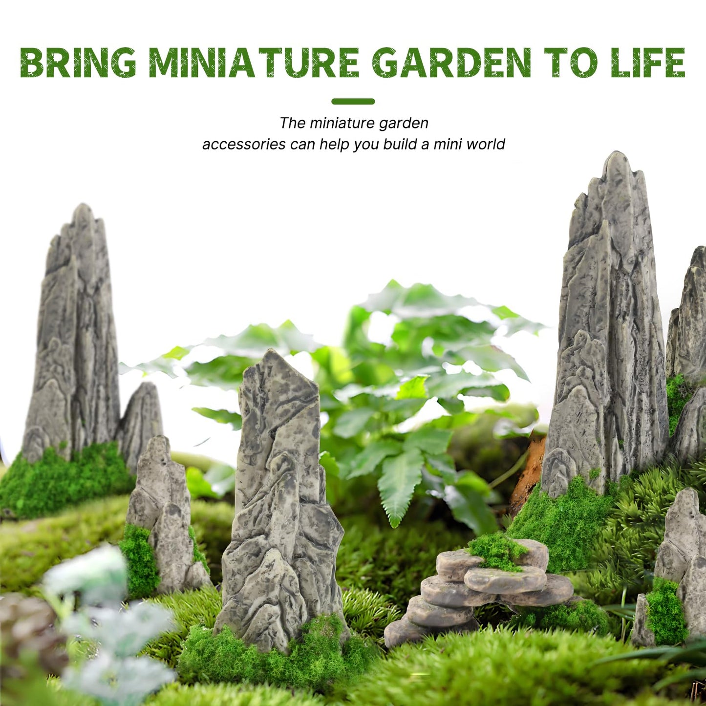 Hanycon 24PCS Mini Rockery Miniature Garden Mountain Decor Bonsai Decorations for Fairy Garden DIY Garden Plant Pot (12 Style)