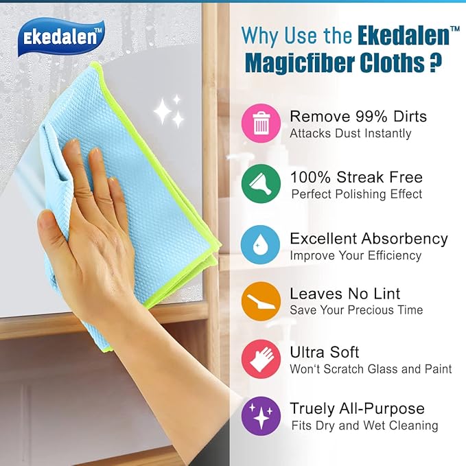 Microfiber Cleaning Cloth Lint Free Glass Cleaner Window Polishing Streak Free