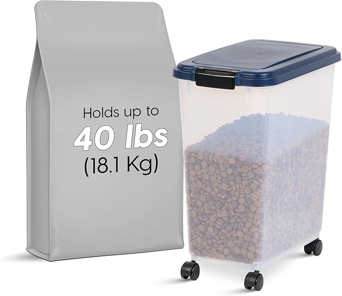 IRIS USA Airtight Dog Food Storage Container, Attachable Wheels,