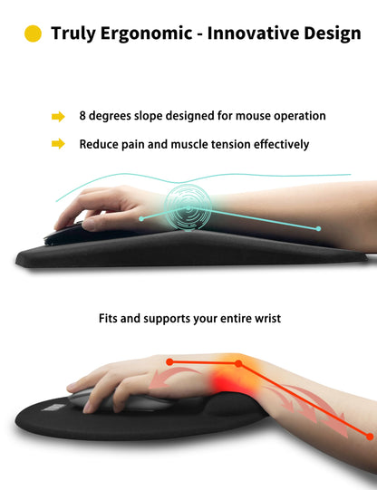 SOUNDANCE Ergonomic Mouse Pad with Wrist Rest Memory Foam Support, Black