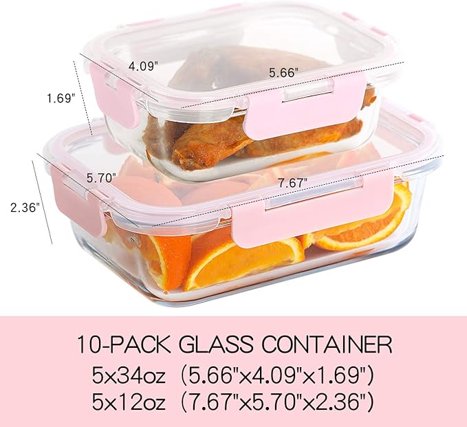 C CREST Glass Meal Prep Containers, Food Storage Containers