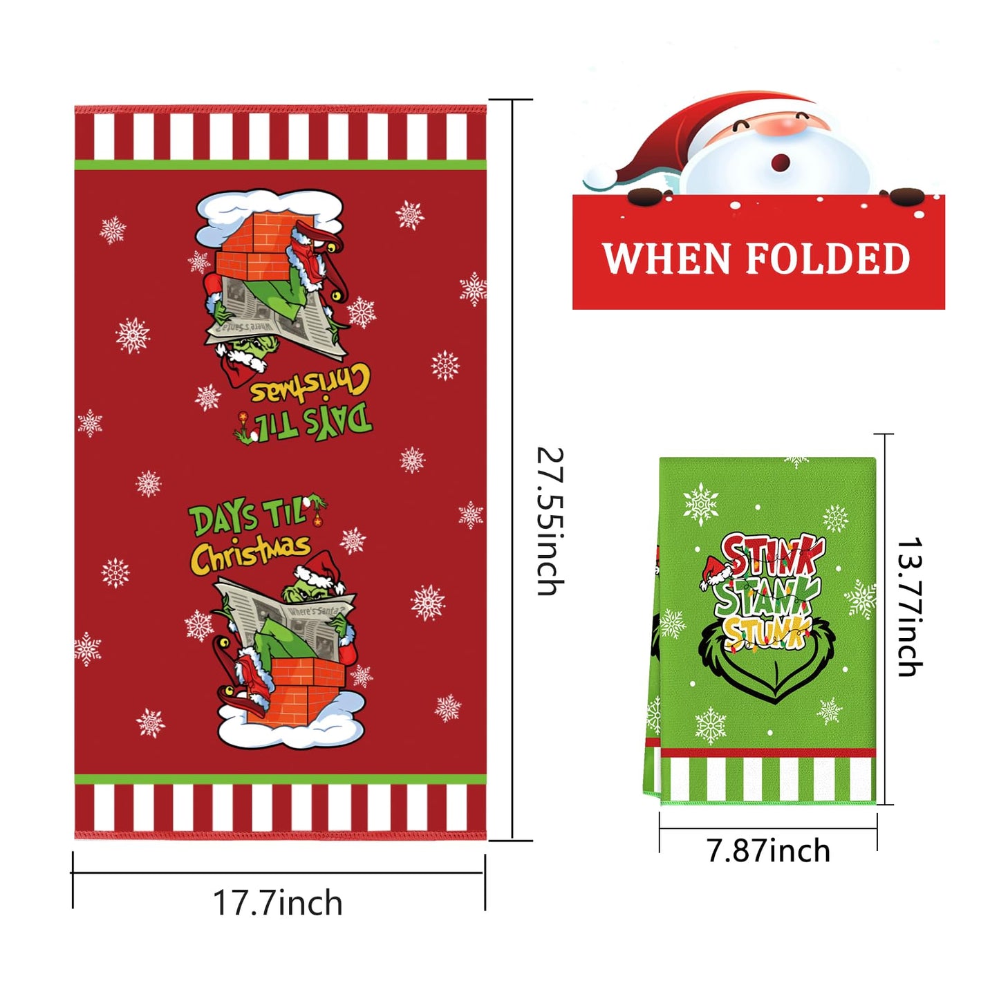 HOMSHIAM Christmas Kitchen Towels 2PCS Dish Towels Hand Towels Housewarming Gifts for New Home, Farmhouse Decor for Kitchen/Bedroom/Bathroom(17.7 x 27.5 Inch)