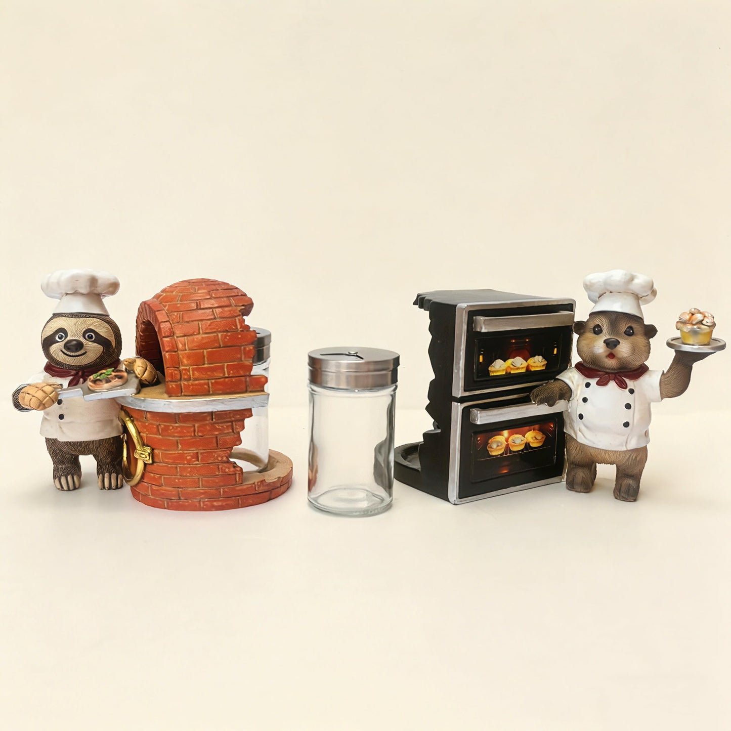 YOQUATE Otter and Sloth Salt and Pepper Shakers Set Chef Sloth & Otter Figurines Decorations with Salt & Pepper Shaker for Home Kitchen Table Decor Gifts