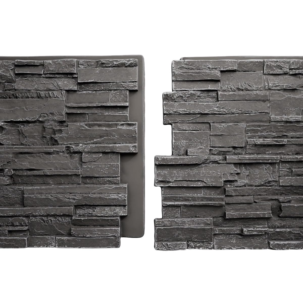 EverStone Cascade Faux Stone Panel, 48 5/8"W x 24 3/4"H x 1 1/4"D, Graphite Color