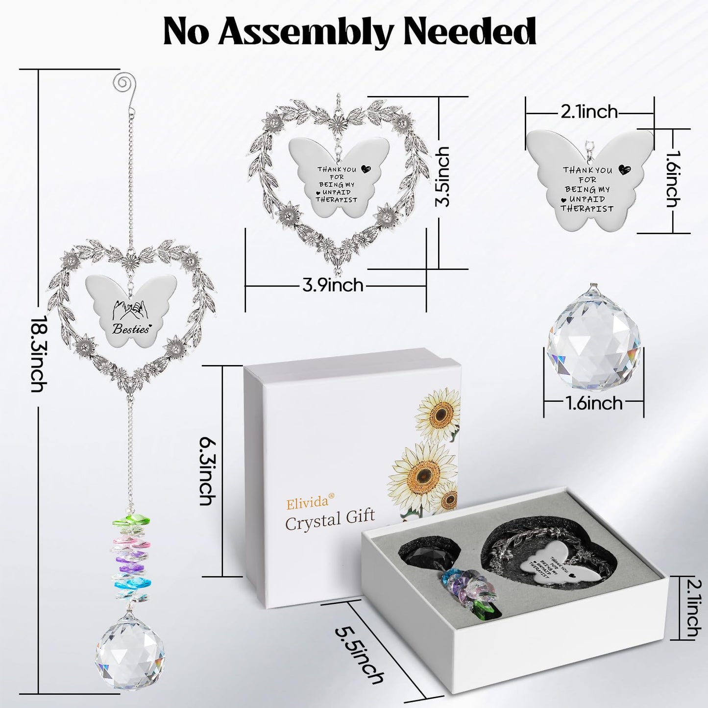 Best Friend Friendship Suncatcher Gifts for Women, Bestie Crystal Ornament