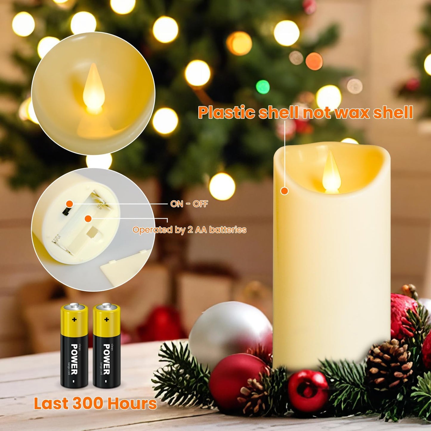 LEOSAN led Flameless Candles Outdoor Indoor Battery Operated Flickering Candles with Remote Timers, Won't Melt, Ivory Plastic D3inxH4in5in6in for Halloween, Party, Valentine's Day, Wedding 9 pcs