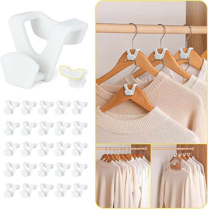 Smartor Clothes Hanger Connector Hooks 120 Pack, Closet Storage and